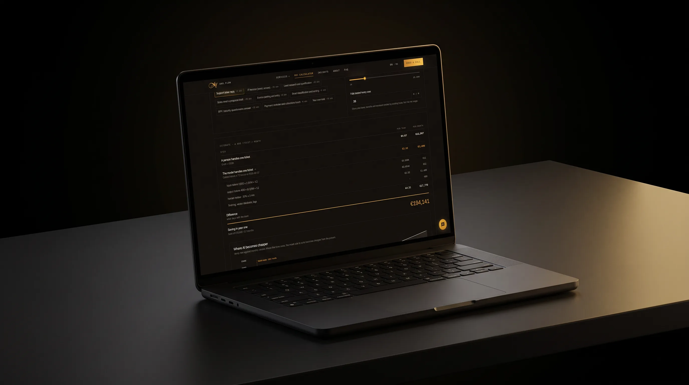 Our own site with an ROI calculator, prerendered SEO and two languages