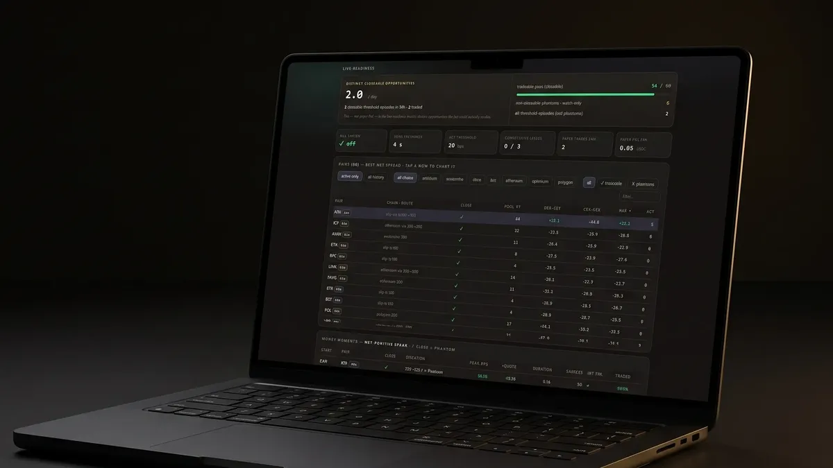 CEX↔DEX arbitrage detector across 7 chains
